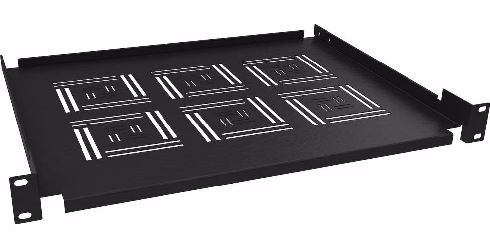 Solarix Police 19" 1U 350mm ukládací plato BK úchyt na přední lišty UP-03-B