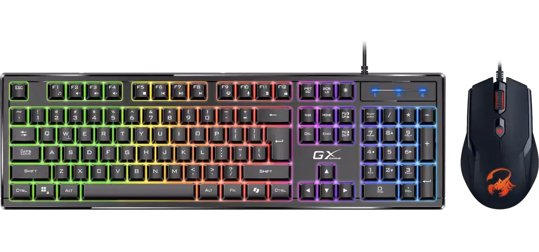 Genius GX GAMING Scorpion KM-GX6, Set klávesnice a myši, drátový, CZ+SK layout, USB, Copilot klávesa, RGB podsv., černá