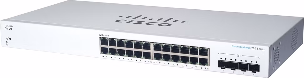 Cisco switch CBS220-24T-4G (24xGbE,4xSFP,fanless)