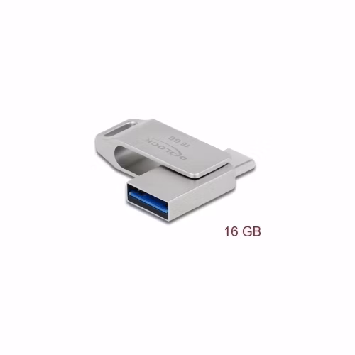 Delock Flash disk USB 3.2 Gen 1, USB-C™ + Typ-A, 16 GB - kovový kryt