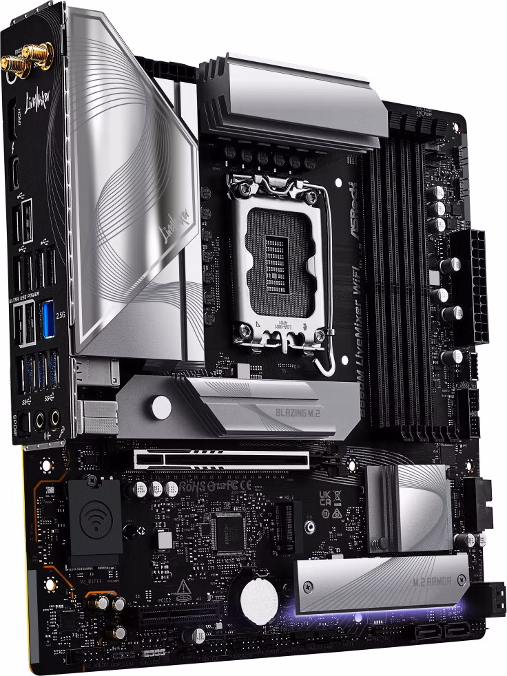 ASRock B860M LiveMixer WiFi / Intel B860 / LGA1851 / 4x DDR5 / 3x M.2 / HDMI / Thunderbolt 4 / WiFi / mATX