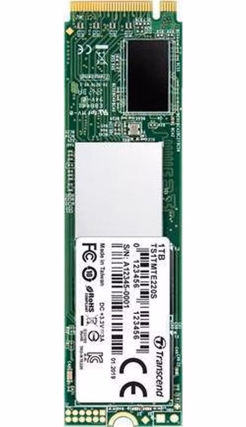 TRANSCEND MTE220S 1TB SSD disk M.2 2280, PCIe Gen3 x4 NVMe 1.3 (3D TLC), 3500MB/s R, 3200MB/s W