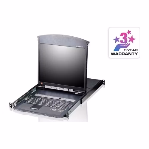 ATEN KL1516AM-AXA-AG 16P CAT-5 HIGH DENSITY DUAL RAIL LCD KVM SW 17INCH W/LED/CABLE/USA KB/EU