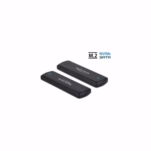 Delock Externí kombinované pouzdro USB Type-C™ pro M.2 NVMe PCIe nebo pro SATA SSD - beznástrojové