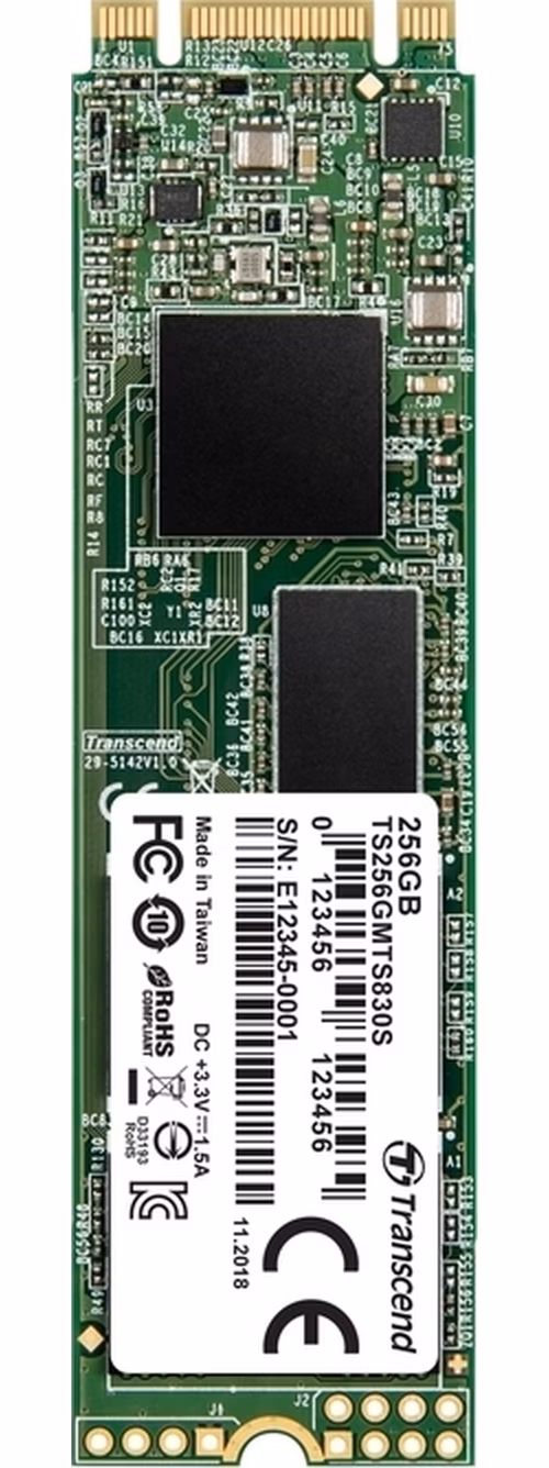 TRANSCEND MTS830S 256GB SSD disk M.2, 2280 SATA III 6Gb/s (3D TLC), 530MB/s R, 400MB/s W