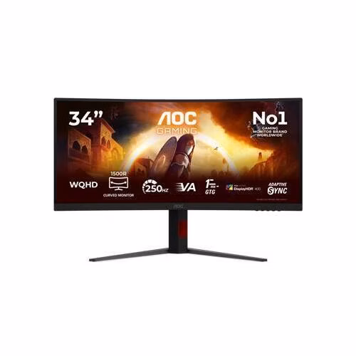 AOC LCD herní CU34G4ZCA 34" zakřivený VA/3440x1440@250Hz/0,3ms/450cd/2xHDMI/DP/2xUSB/USB-C/HAS/VESA