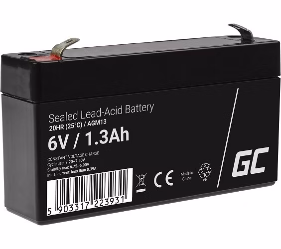 Green Cell AGM VRLA 6V 1.3Ah maintenance-free battery for the alarm system, cash register, toys