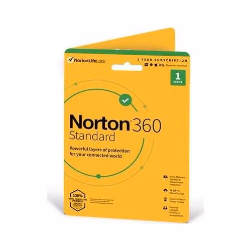 NORTON 360 STANDARD 10GB + VPN 1 uživatel pro 1 zařízení na 1rok