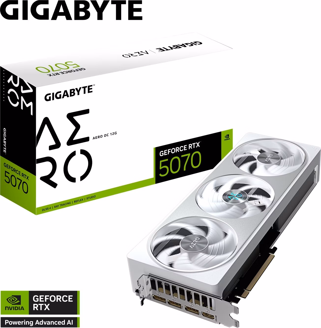 GIGABYTE VGA NVIDIA GeForce RTX 5070 AERO OC 12G, 12G GDDR7, 3xDP, 1xHDMI
