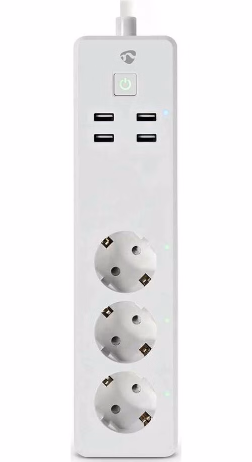 Nedis WIFIP312FWT - SmartLife Prodlužovací Přívod| Wi-Fi | 3x Zásuvka typu F (CEE 7/3) / 4 x USB | 3680 W | 1.8m | Bílá