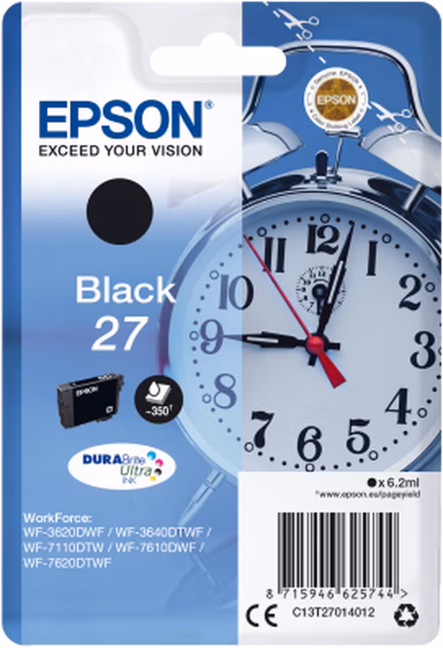 Atrament EPSON čierny Singlepack "Alarm clock" Black 27 DURABrite Ultra Ink