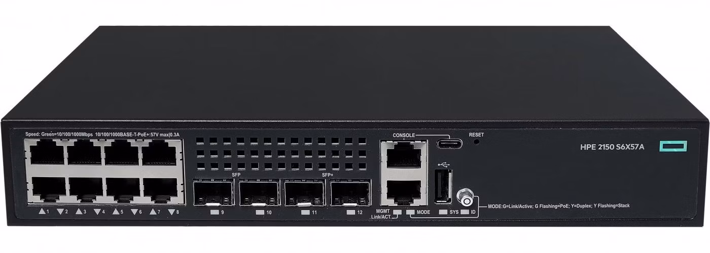 HPE Networking CW 2150 8p 10M/100M/1G PoE+ 2p SFP 1G 2p SFP+ 1G/10G 125W Switch