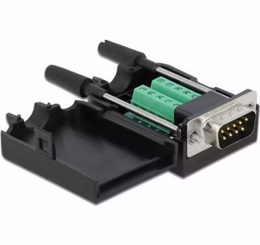 Delock Adaptér z D-Sub 9 pin zástrčkového konektoru na 10 pin svorkovnici s krytem