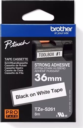BROTHER TZES261 - kazeta TZ so šírkou 36 mm, extrémne priľnavý laminát TZE-S261, biele/čierne písmo