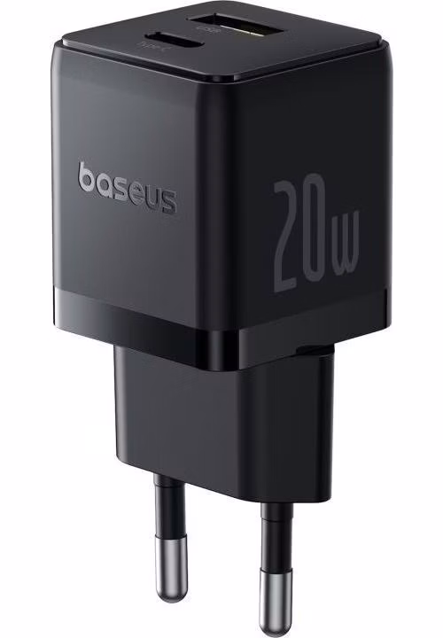 Baseus Rýchlonabíjačka do siete Palm 20W 1xUSB-A 1xUSB-C PD QC 3.0 čierna