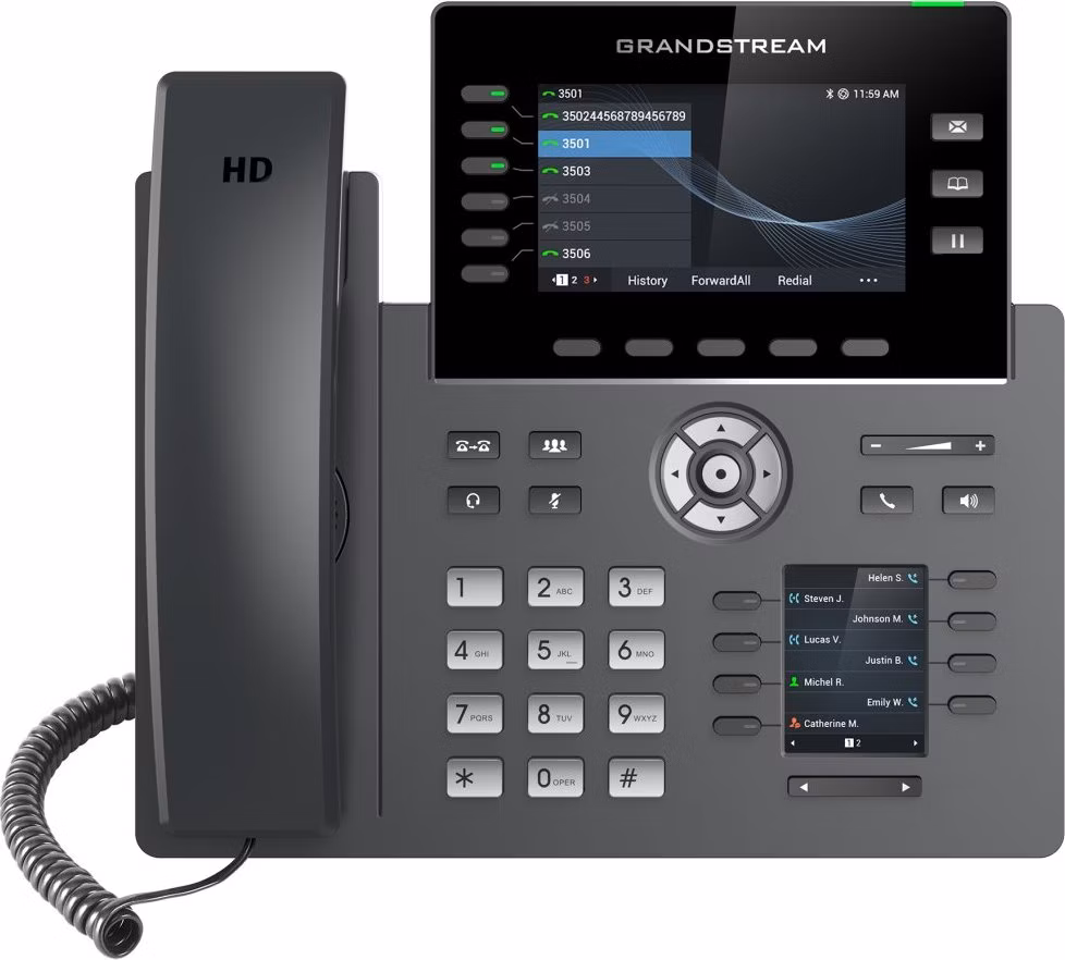 Grandstream GRP2616 VoIP telefon, 6x SIP, barevný 4,3" displej, 2x Gbps RJ45, PoE, DualBand WiFi, BT, 1x USB