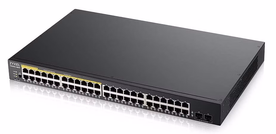 Zyxel GS1900-48HP v2 50portový gigabitový webový inteligentný PoE prepínač, 48x gigabitový RJ45 (24x PoE), 2x SFP, rozpočet PoE 170W