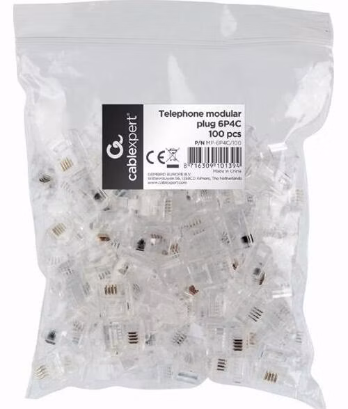 Gembird Modular plug (15u"), 100 pcs per polybag