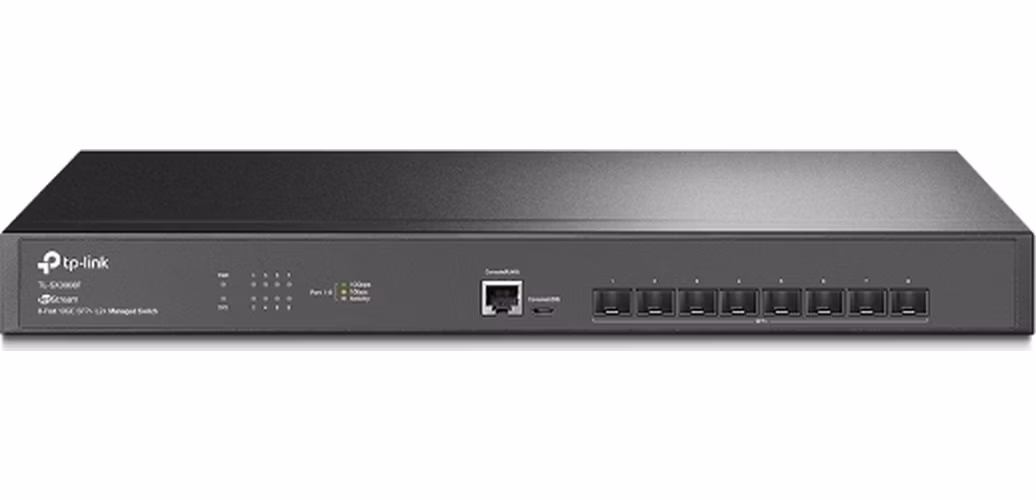 Omada 8-Port 10GE SFP+ L2+ Managed Switch PORT: 8× 10G SFP+ Slots, RJ45/Micro-USB Console Port SPEC: 1U 19-inch Rack-mou