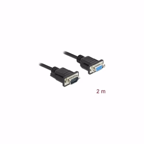 Delock Sériový kabel rozhraní RS-232 Sub-D9, ze zástrčkového na zásuvkový, délky 2 m