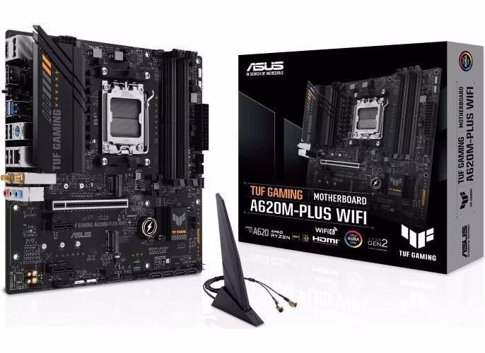 BAZAR - ASUS MB Sc AM5 TUF GAMING A620M-PLUS WIFI, AMD A620, 4xDDR5, 1xHDMI, 2xDP, mATX - Po opravě (Bez příšlušenství)