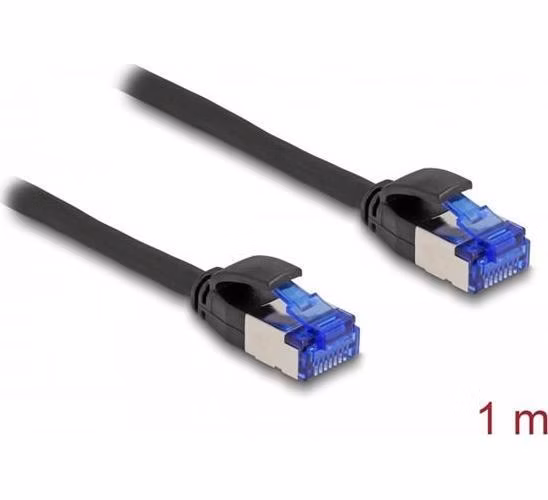 Delock Síťový kabel RJ45, Cat.6A, S/FTP, tenký, 1 m, černý