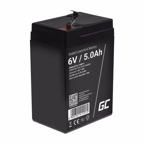 Green Cell AGM VRLA 6V 5Ah maintenance-free battery for the alarm system, cash register, toys