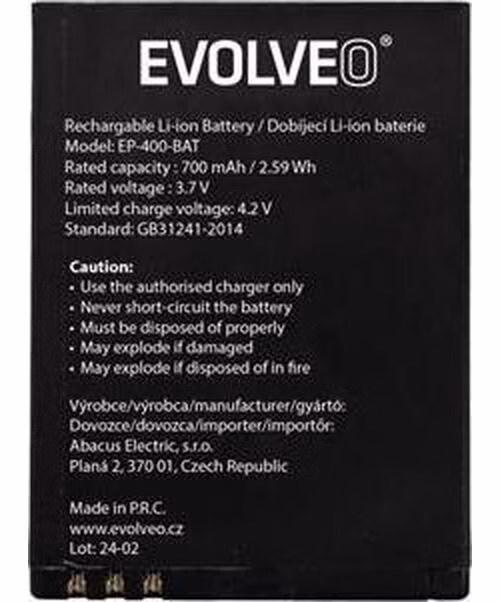 EVOLVEO orig. baterie 700 mAh pro EasyPhone ID/EG/XS (EP-400/550/570)