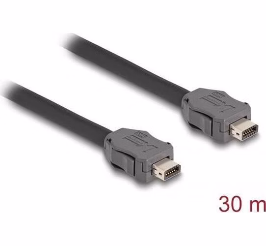 Delock ze zástrčkového konektoru Cable ix Industrial®( A-kódovaný) na zástrčkový konektor Cat.7, délky 30 m