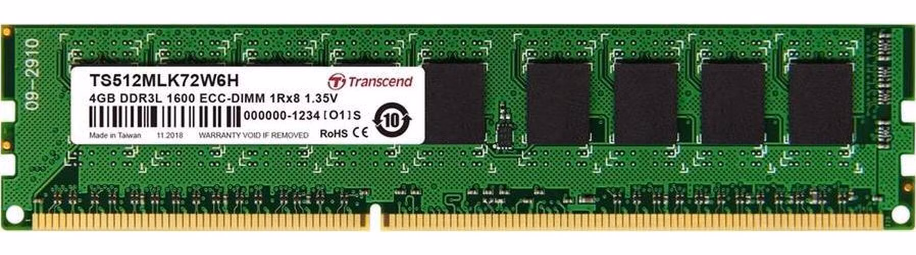 Transcend paměť 4GB DDR3L-1600 ECC-DIMM 1Rx8 CL11