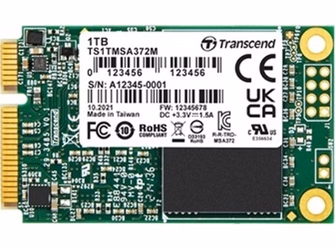 TRANSCEND MSA372M 1TB SSD disk mSATA, SATA III (MLC), 550MB/s R, 450MB/s W