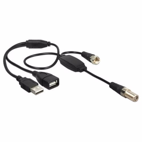 Delock Antenna Cable F Jack > F Plug with phantom power 5 V via USB 22 cm
