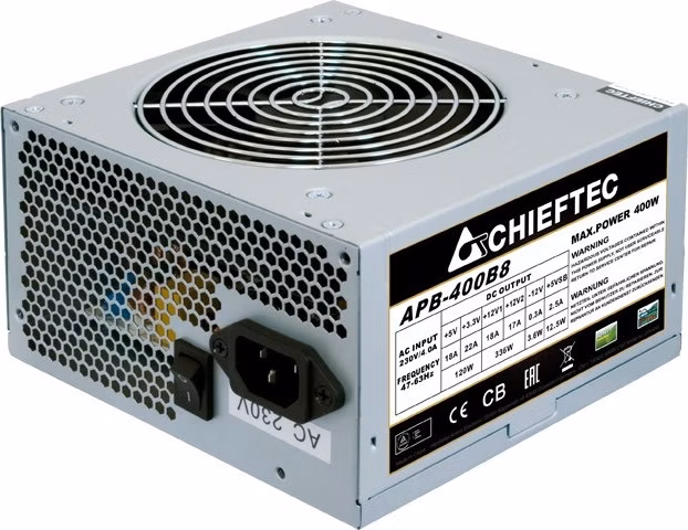 CHIEFTEC Value napájací zdroj, APB-400B8, 400W, ATX-12V V.2.3 , typ PS-2 s 12 cm ventilátorom, aktívne PFC, 230 V