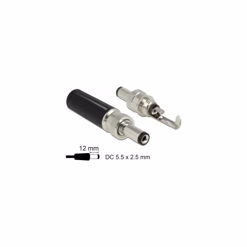 Delock Konektor DC 5,5 x 2,5 mm s délkou 12,0 mm samec