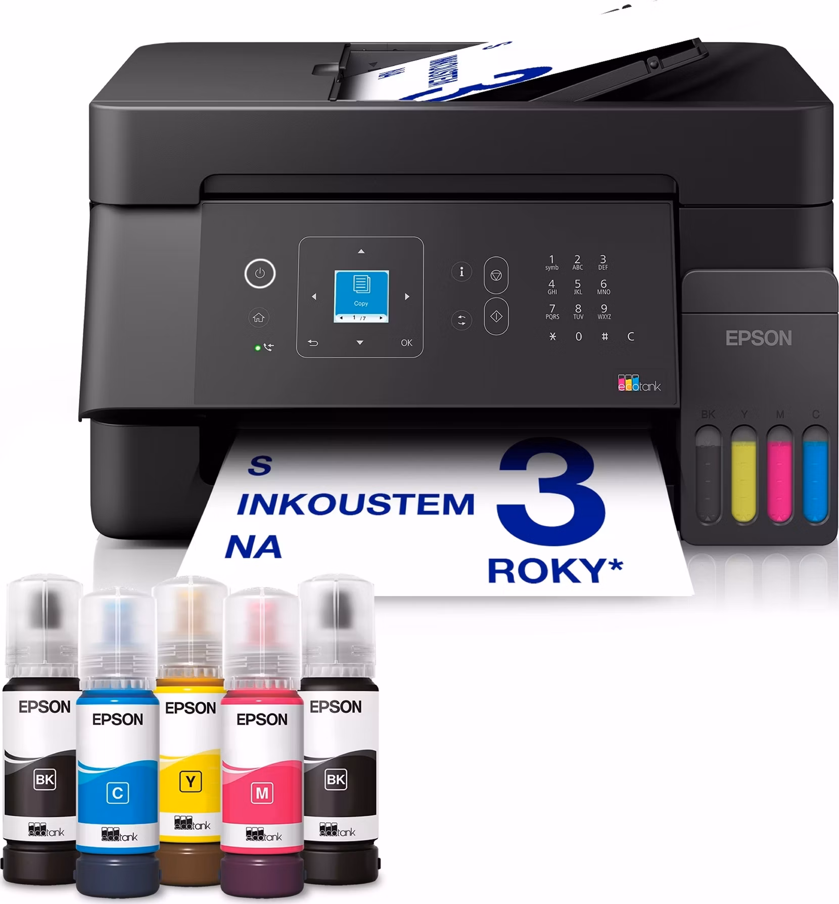 EPSON tiskárna ink EcoTank L5390,  A4, LCD displej, ADF,  Wi-Fi, Záruka 5 let po registraci zdarma