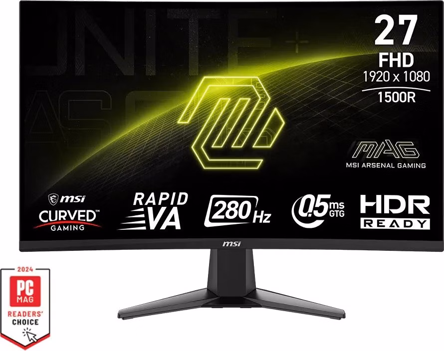 MSI MAG 276CXF/ 27"/ 1920x1080/ VA/ 280Hz/ 0,5ms/ 300cd/m2/ 4000:1/ HDMI/ DP/ VESA/ černý