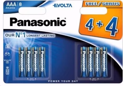 PANASONIC Alkalické baterie Evolta Platinum LR03EGE/8BW 4+4F AAA 1,5V (Blistr 8ks)