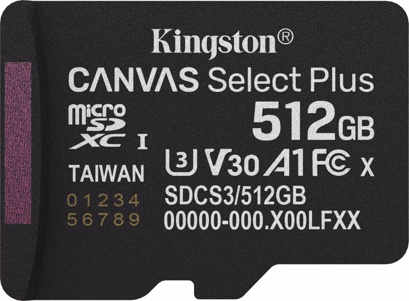 KINGSTON Canvas Select Plus Gen3 512GB microSDXC / A1 / up to  150MB/s  / bez adaptéru