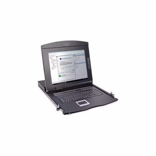 DIGITUS Professional Modular console with 17" TFT (43,2cm), 16-port KVM &amp; Touchpad, US keyboard