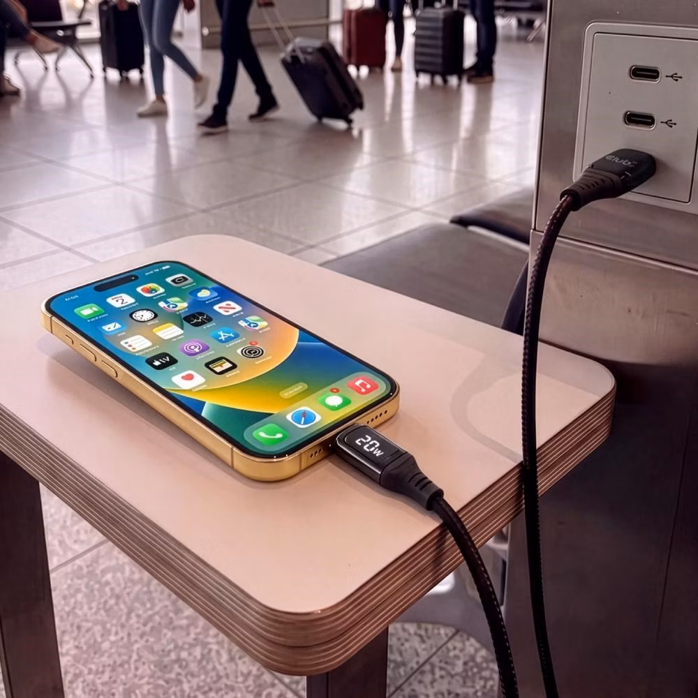 Club3D Kabel USB-C Safe s měřičem výkonu, 240 W, bez přenosu dat, 2m