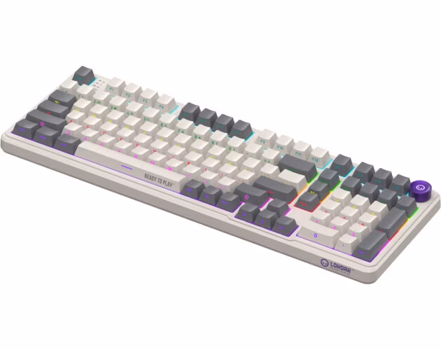 Lorgar KBA4195RT, mechanická herná klávesnica, 101 klávesov, Toxic Purple Switch, Hot-Swap, RGB, USB-C