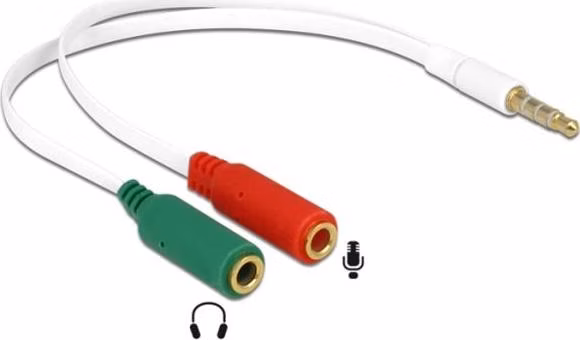 Delock adaptér sluchátek 1 x 3.5 mm 4 pin Stereo jack samec > 2 x 3.5 mm 3 pin Stereo jack samice (iPhone)