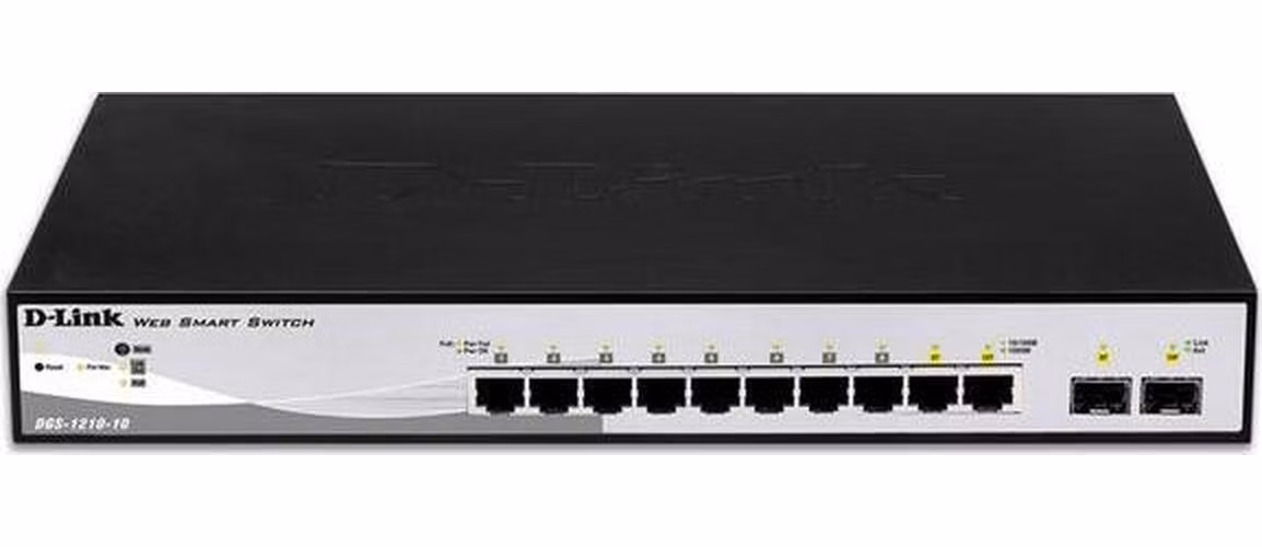 D-Link DGS-1210-10 L2/L3 Smart+ Switch, 8x GbE, 2 SFP, fanless