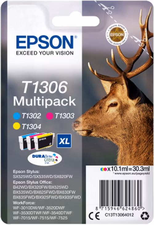 Epson inkoustová náplň/ T1306/ Multipack T1306 DURABrite Ultra Ink/ 3x barvy