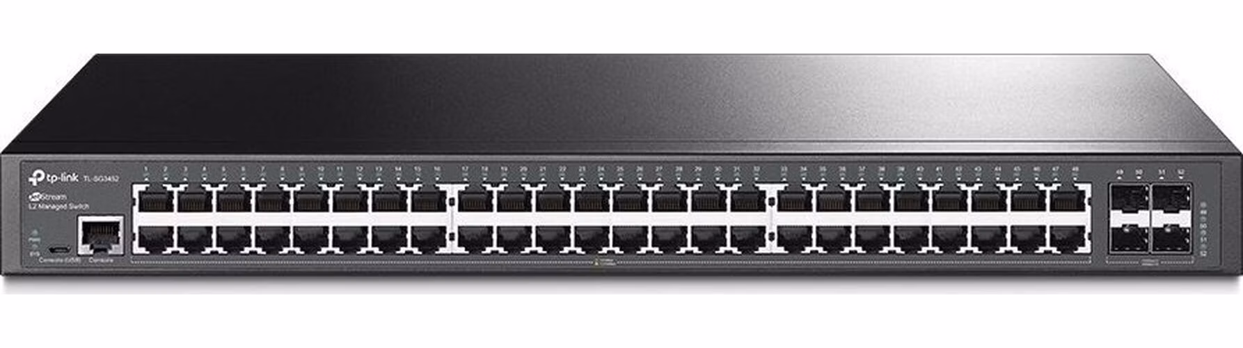 Omada 48-Port Gigabit L2+ Managed Switch with 4 SFP Slots PORT: 48× Gigabit RJ45 Ports, 4× Gigabit SFP Slots, RJ45/Micro
