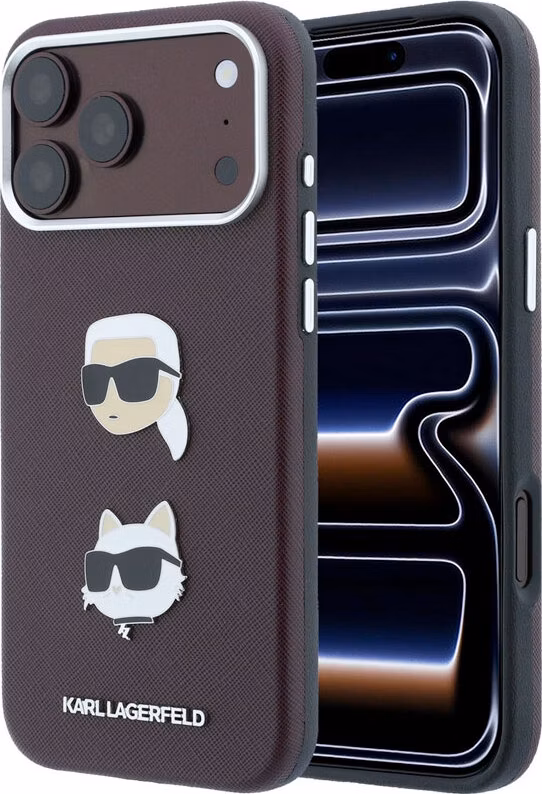 Karl Lagerfeld PU Semi Wrap Saffiano K&amp;CH Heads kryt iPhone 18 Pro burgundy