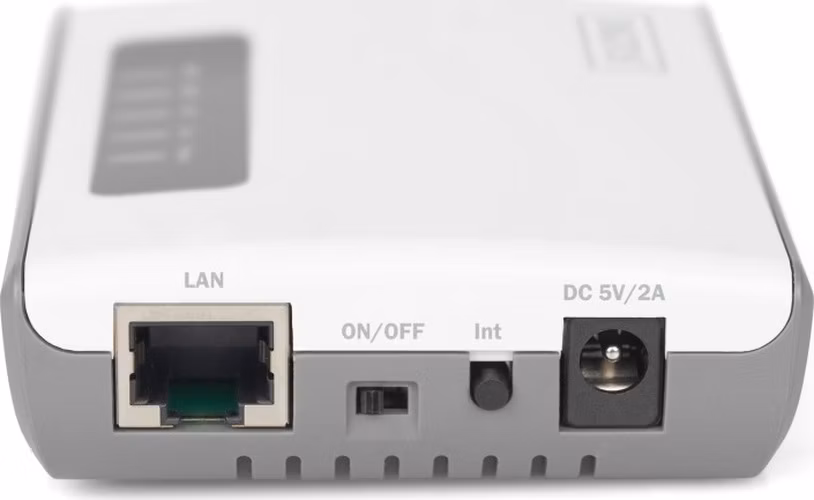 DIGITUS 2portový bezdrátový multifunkční síťový a tiskový server USB 2.0, 300 Mb / s