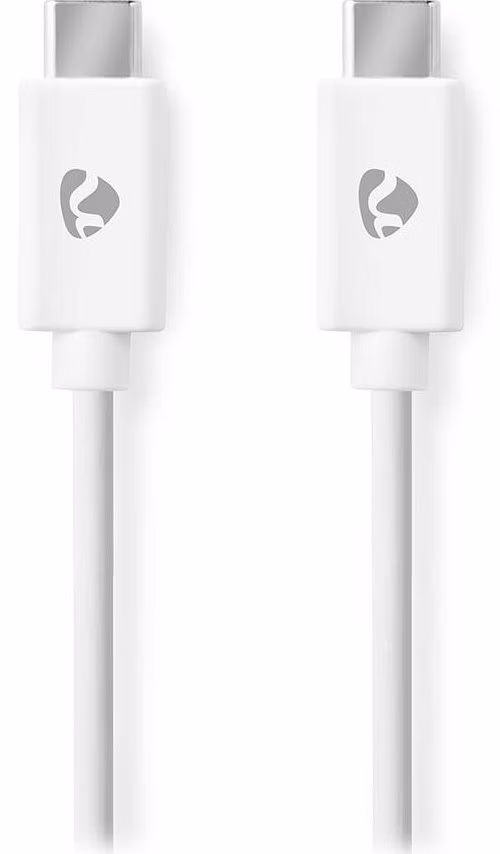 NEDIS kabel USB 2.0/ zástrčka USB-C - zástrčka USB-C/ 60 W/ 480 Mbps/ poniklovaný/ bílý/ bulk/ 3m