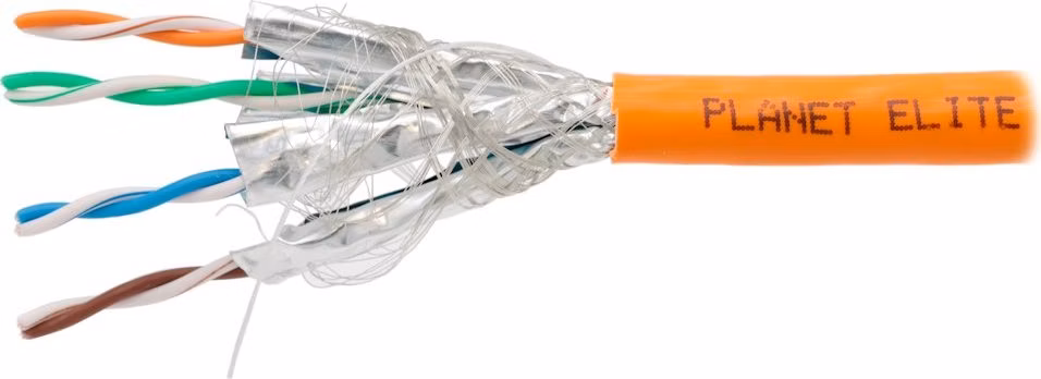 PLANET kabel SFTP, drát, Cat6A, 4p, 500MHz, B2ca,s1,d1,a1 LS0H, stíněné páry, Planet Elite, oranžový, balení 500m