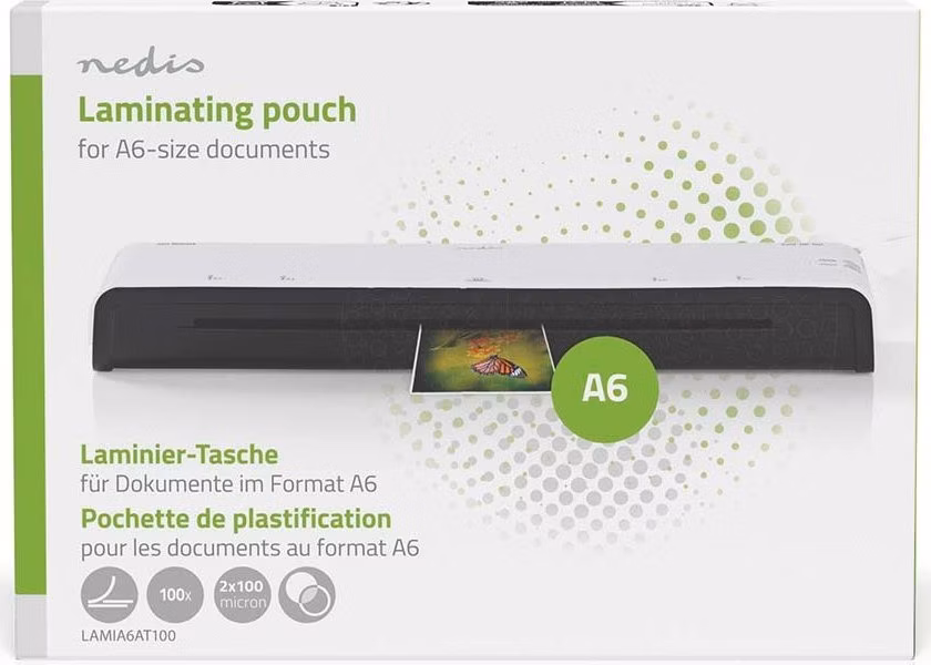 NEDIS laminovací fólie/ formát A6/ 100 mic/ rozměr 154 x 111 mm/ transparentní/ 100 pack